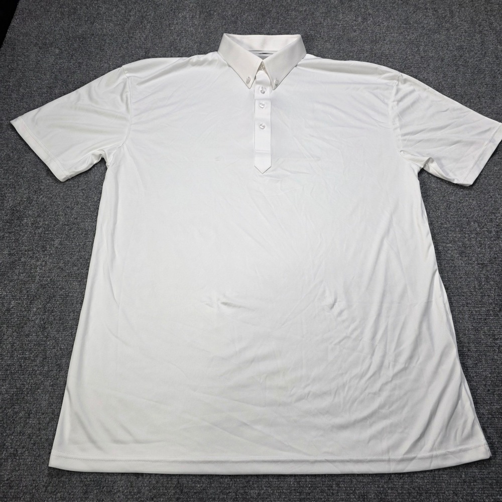 Collars & Co Mens Dress Collar Polo Shirt White Polyester Short Sleeve Tall‎ 2XL